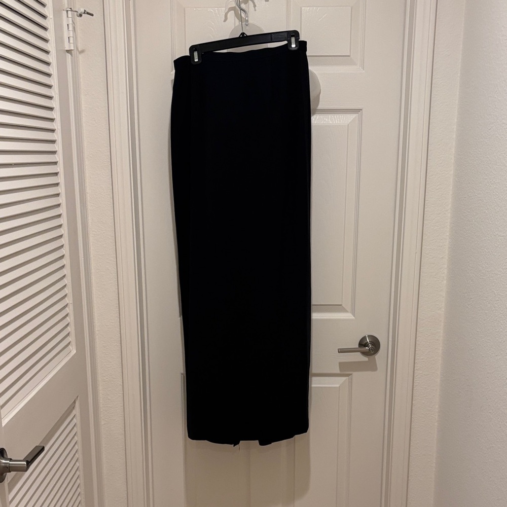 Adrianna Papell Classic Black Maxi Skirt with Tuxedo Stripes. Formal.